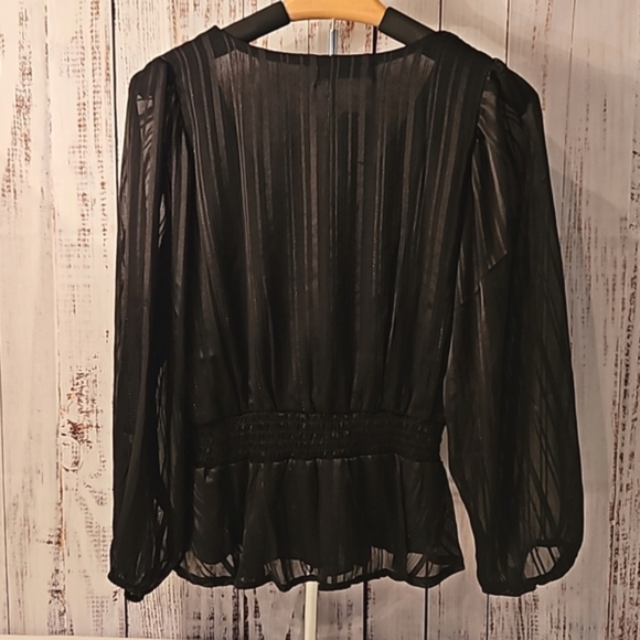 Jon & Anna Contemporary Semi-Sheer V-neck Blouse - Picture 5 of 10